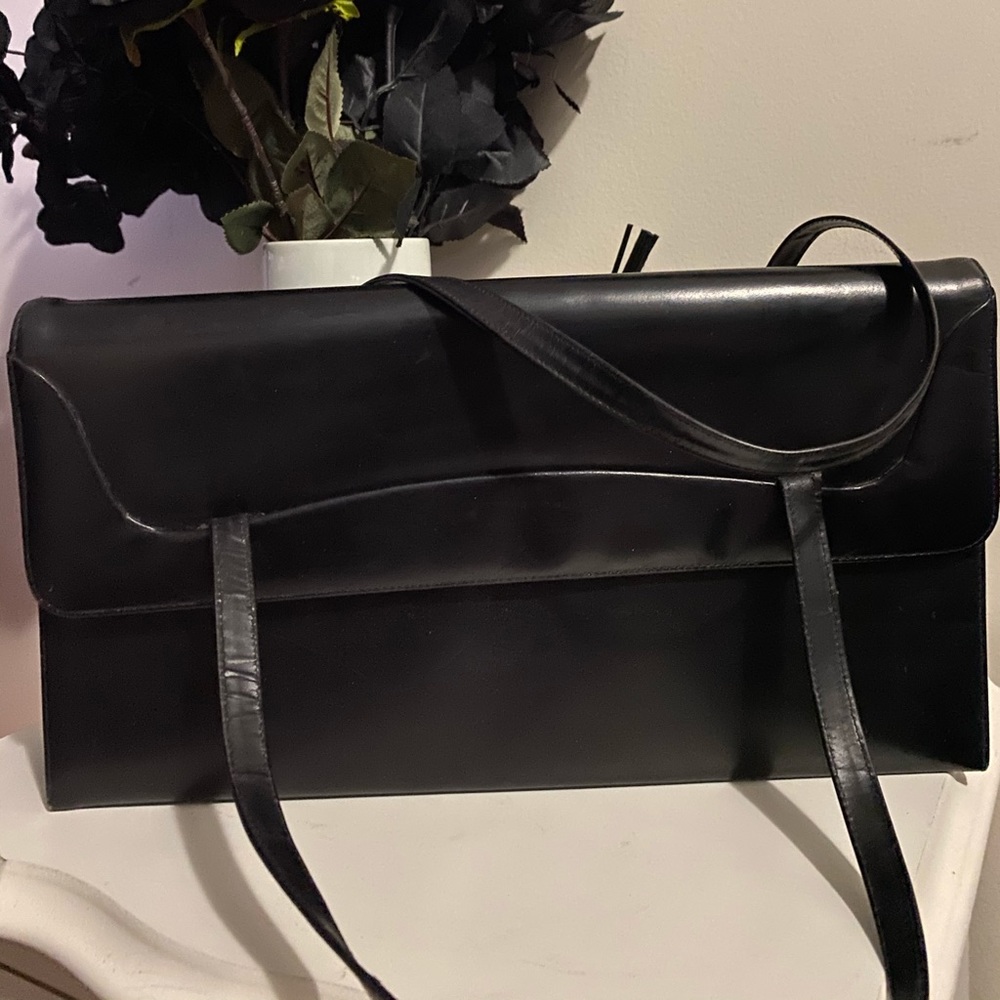 Vintage 80s Black and Red Leather Handbag